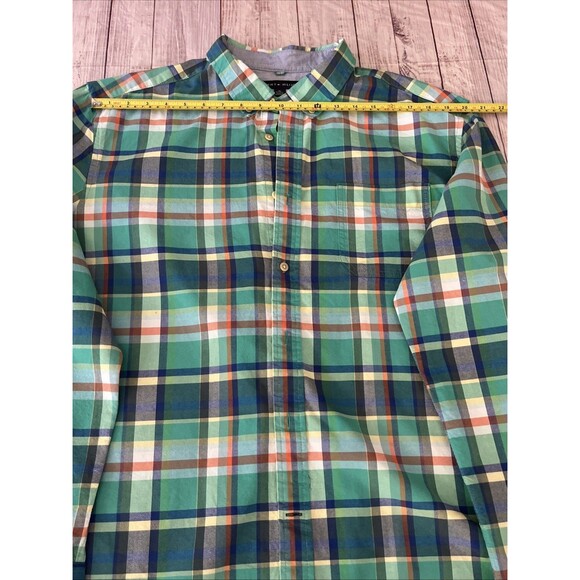 Tommy Hilfiger Mens Button Down Shirt Green Plaid Classic Fit Long Sleeve  XL - Picture 9 of 12